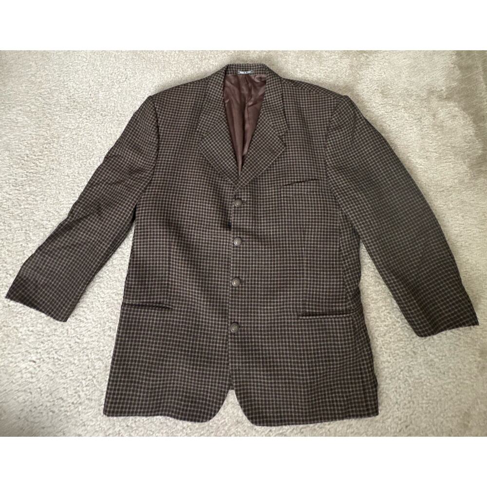Bernini Signature Italy Super 100s Wool Sport Coat Blazer Mens 40R Brown